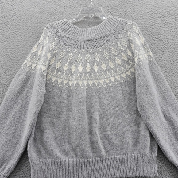 Melrose and Market Womens XXL Grey Fair Isle Crew Neck Knit Sweater NEW - Picture 4 of 12